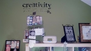 Close-up of displays over my desk