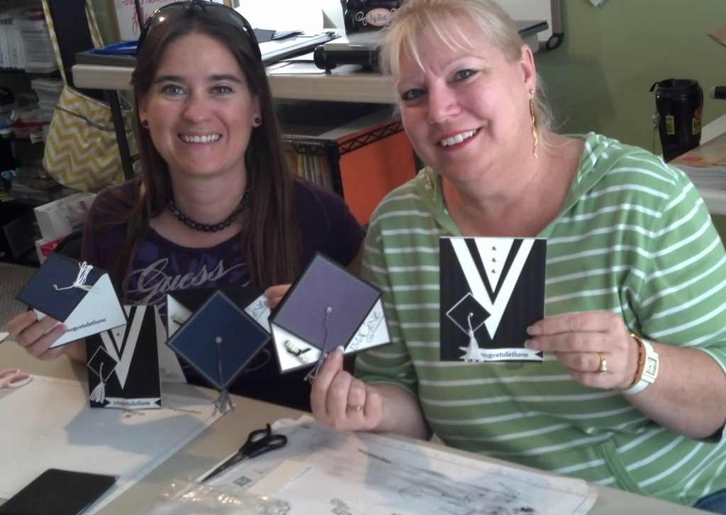 Holley and Karletta with their finished cards.