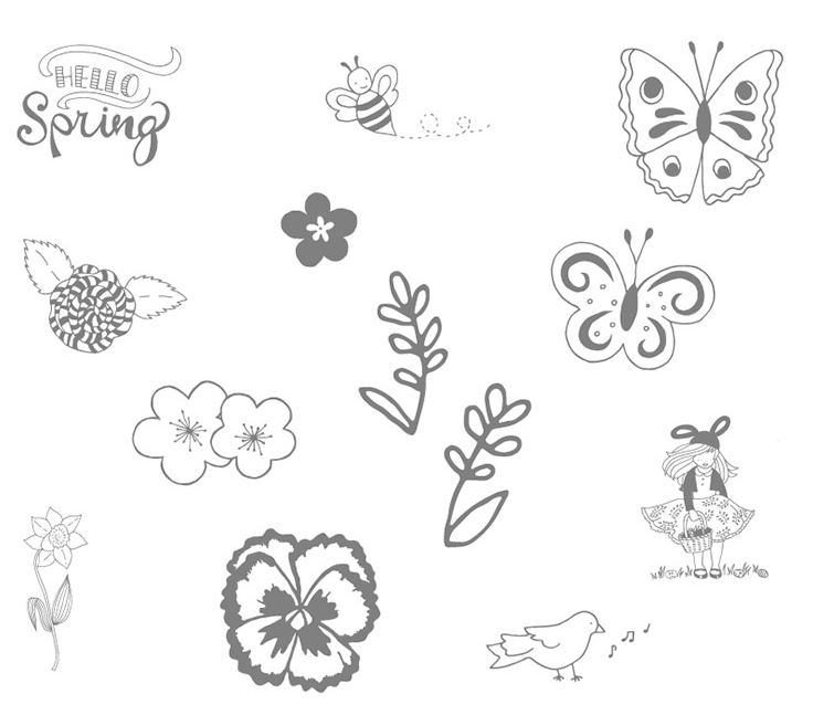 Hello Spring Stamp Brush Set - Digital Download   138038  ~ Price: $8.95